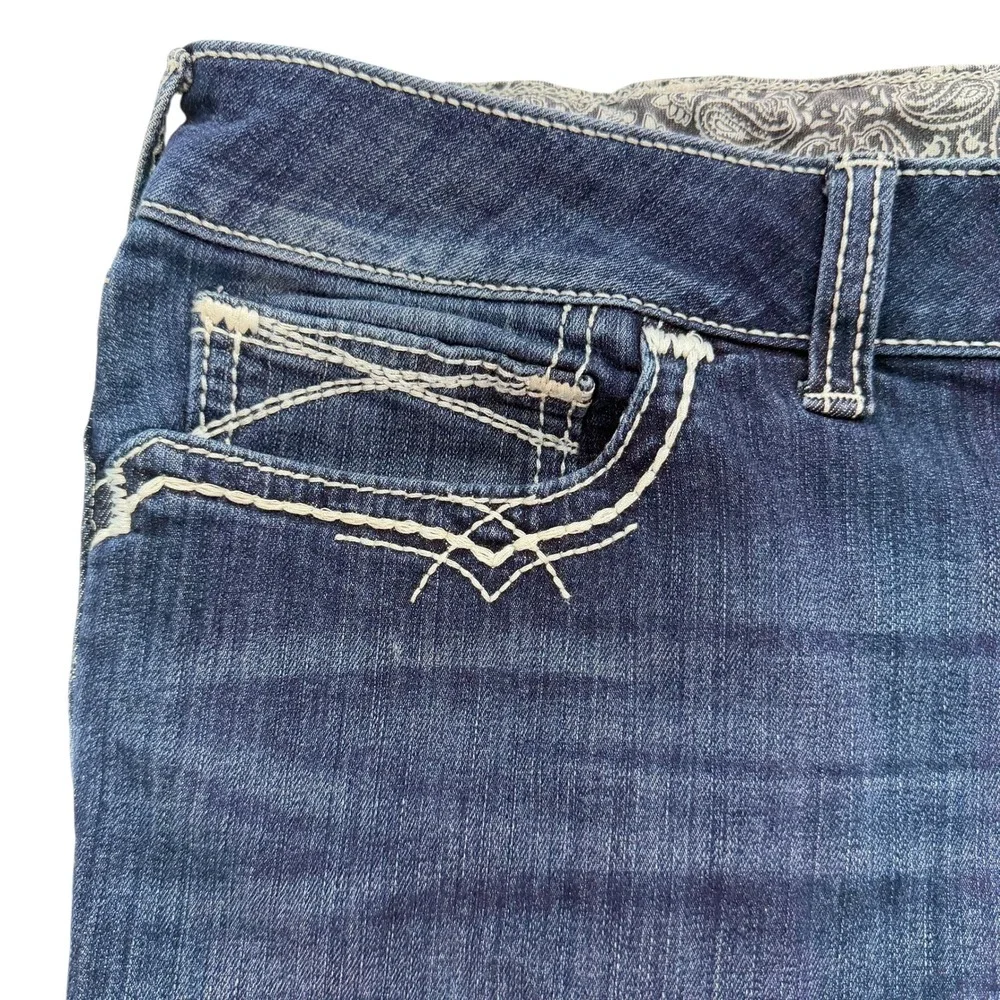 Ariat Womens Jeans 24WR REAL Bootcut Blue Cotton Blend Mid Rise Thick Stitch